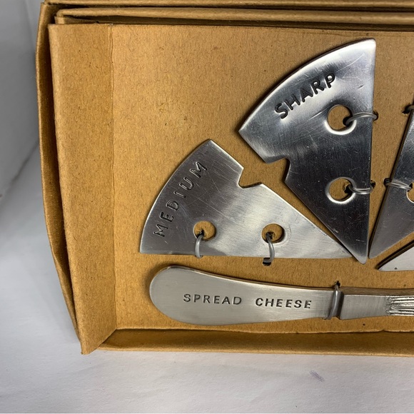NIB Stainless Steel 5 Piece  Wedge Cheese Markers and Spreader Set - Picture 4 of 5